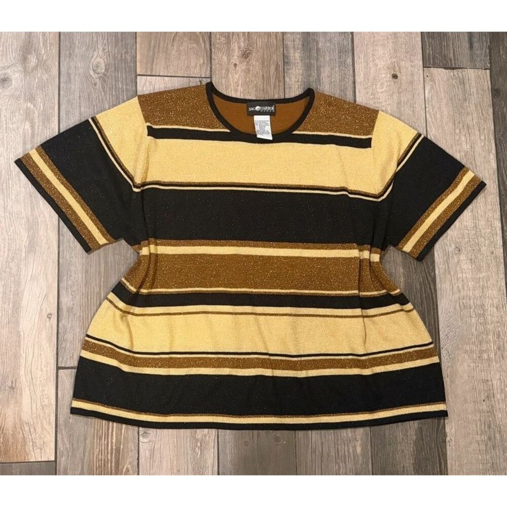 Y2k Vintage Sag Harbor Sparkle Striped Top Size 3x